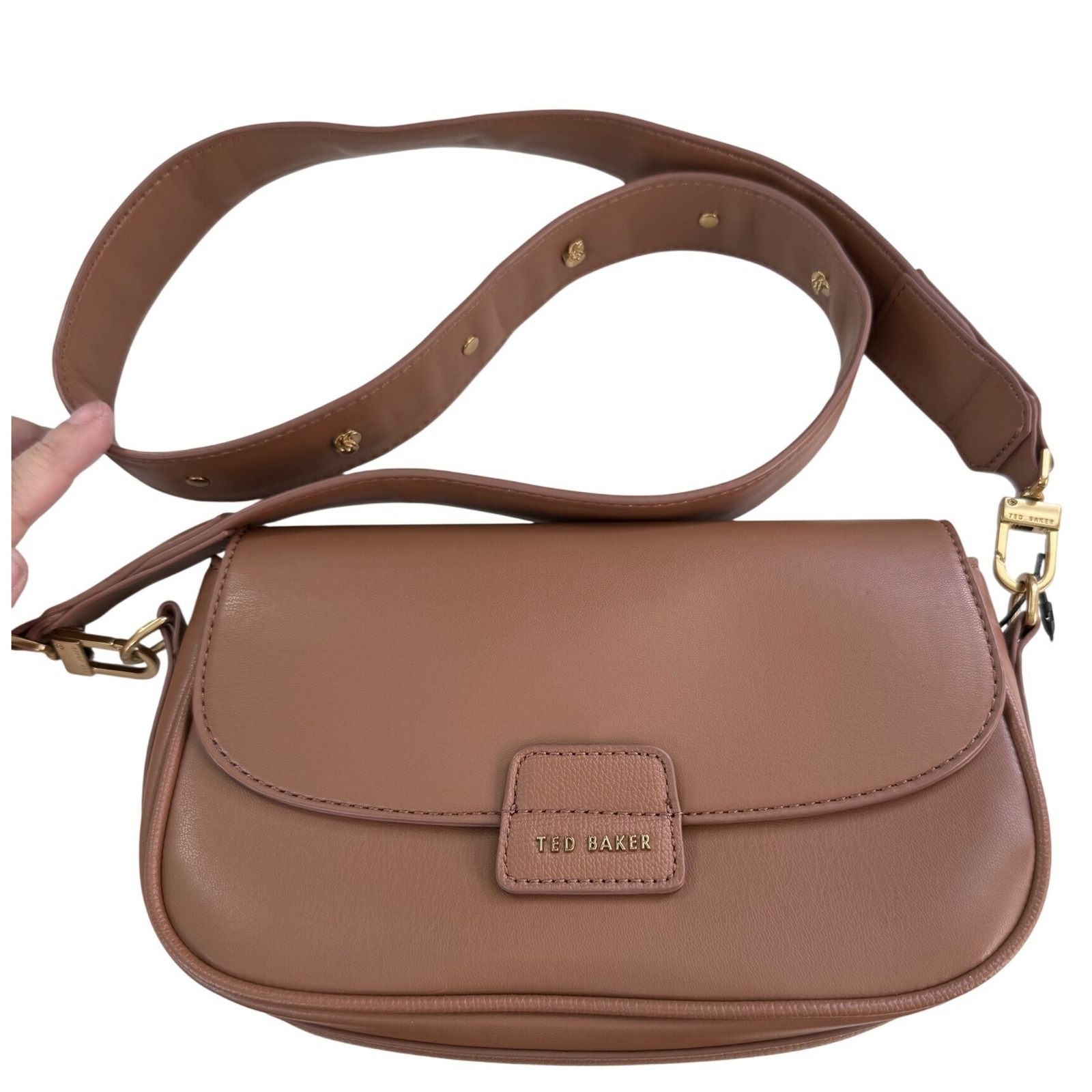 Ted Baker London Rory Butterscotch Vegan Leather Crossbody Bag Studded Strap